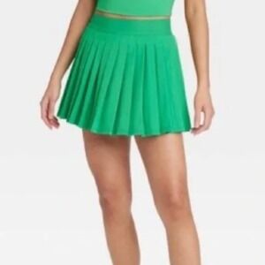 ALL IN MOTION Women Large Sporty Preppy Pleated Flex Green Tennis Skort